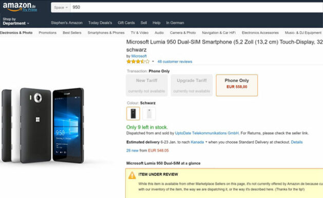 Amazon in Germany pulls Lumia 950 and 950 XL