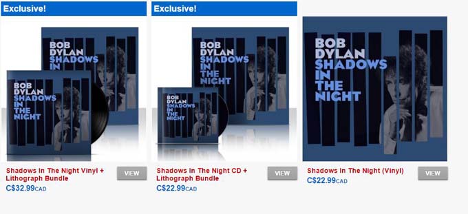 Bob Dylan Offers Deluxe Bundle With Shadows in the Night