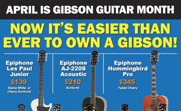 April is Gibson Guitar Month promotion (Long and McQuade illustration)