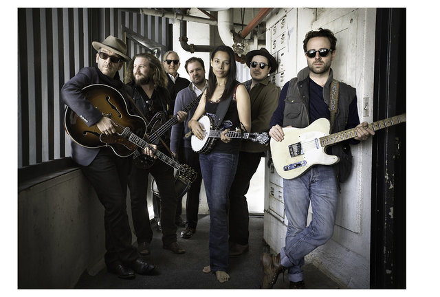 Pictured: Elvis Costello, Jim James,T Bone Burnett, Jay Bellerose, Rhiannon Giddens, Marcus Mumford, Taylor Goldsmith.Photo Credit: Sam Jones/Showtime© 2014 Showtime Networks Inc