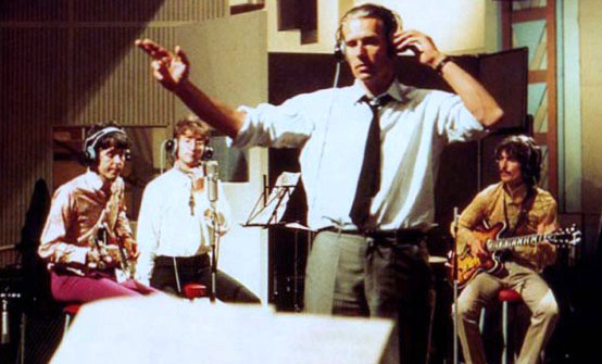The Beatles and George Martin in the studio
