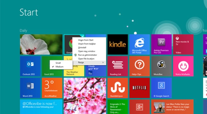 Windows 8.1 Update 1 right click