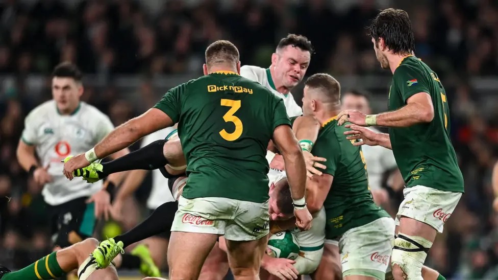 Ireland shown five cards as Boks win chaotic Test