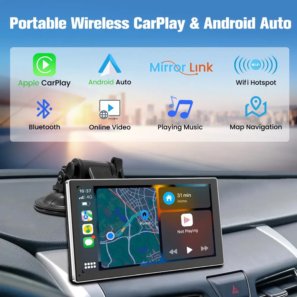 AWESAFE 9-Inch Wireless CarPlay & Android