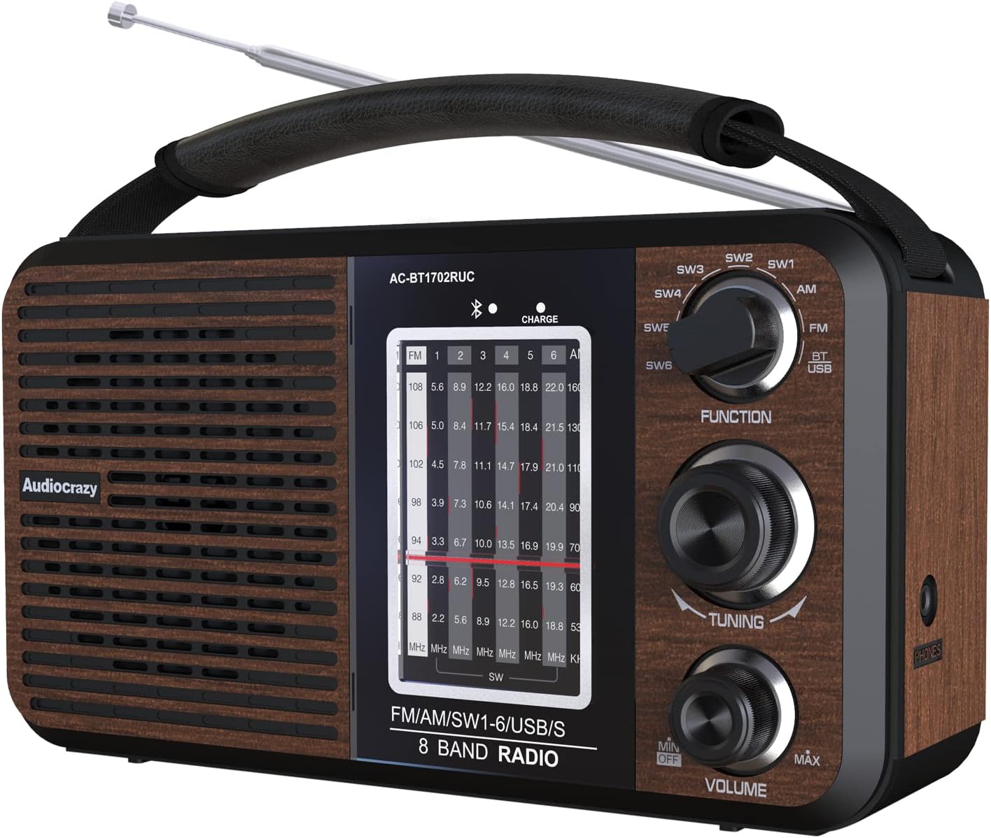 Audiocrazy AM/FM/SW1-6 Shortwave Transistor Radio