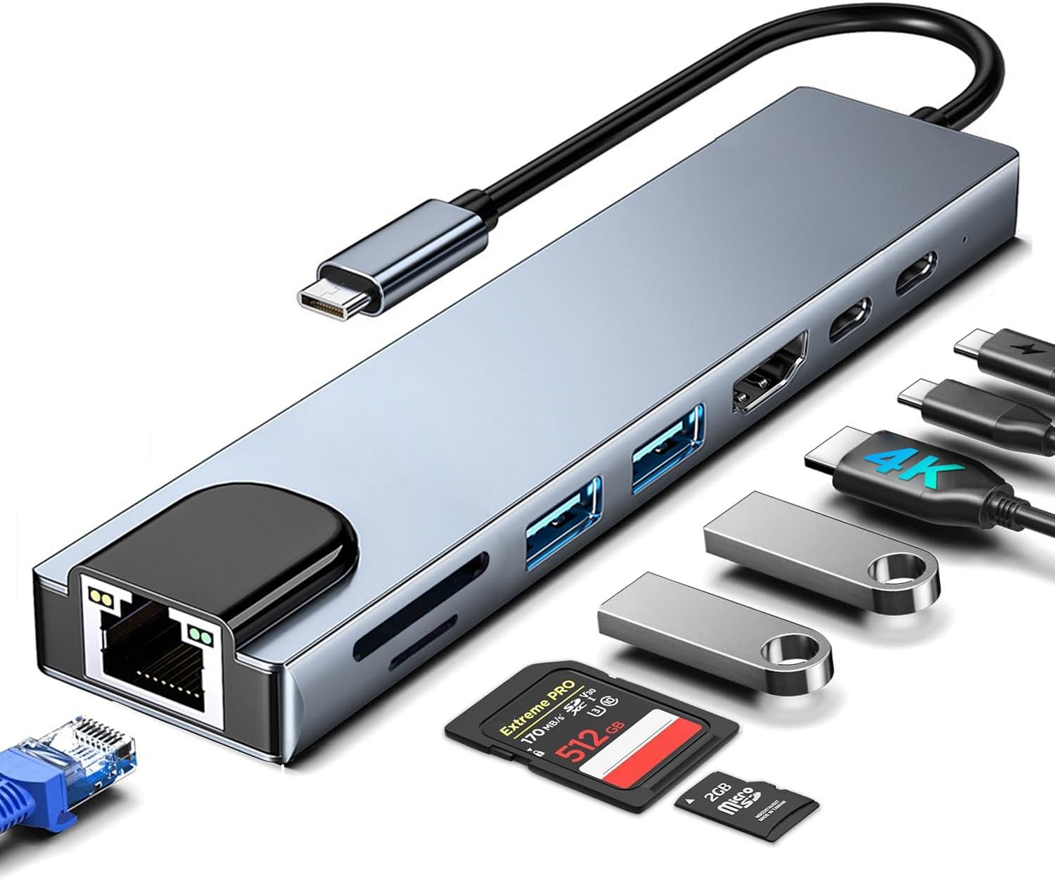 8-in-1 USB C Hub Ethernet HDMI Adapter